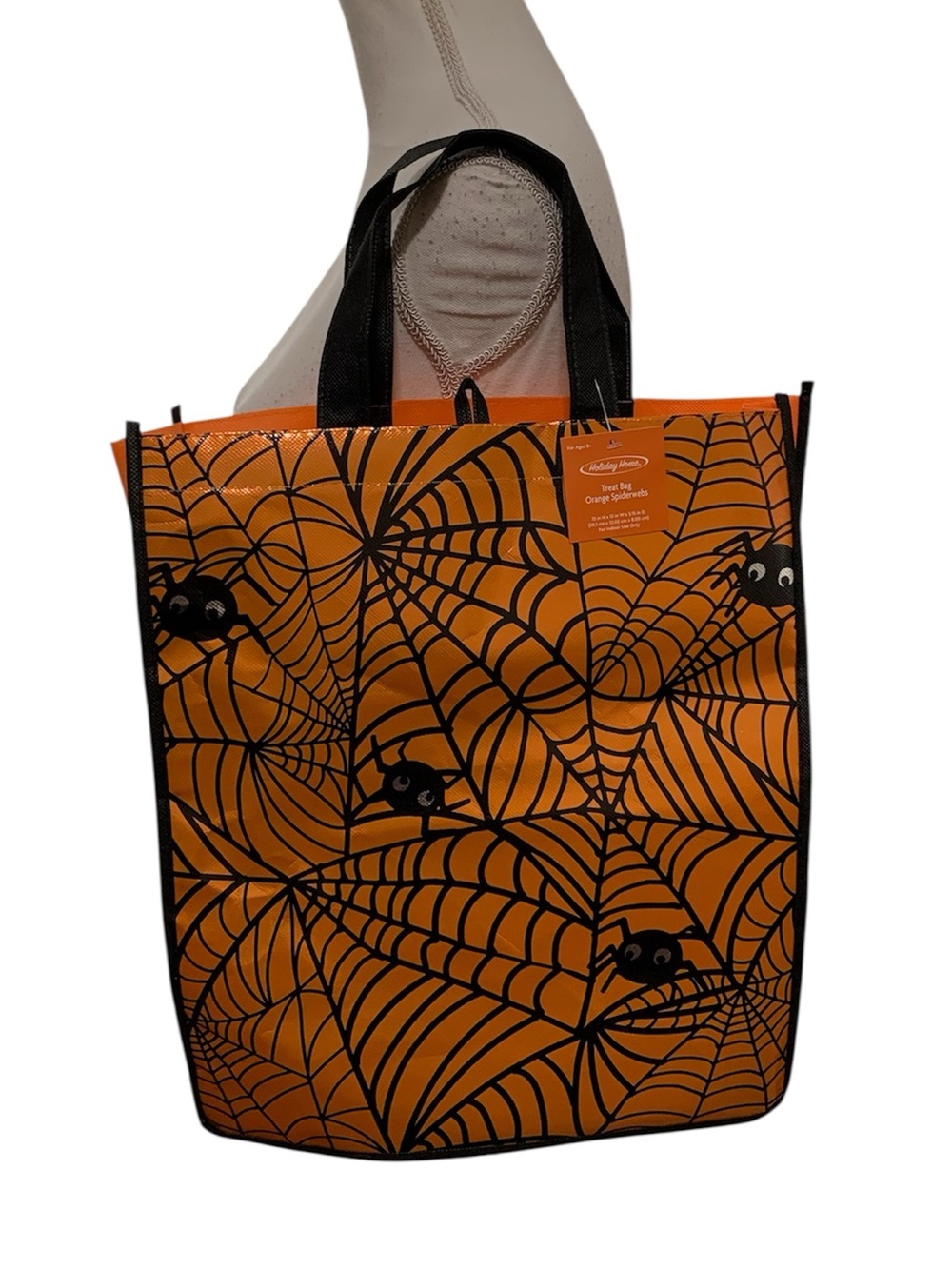 Halloween Spider Web Tote Bag in Orange and Black